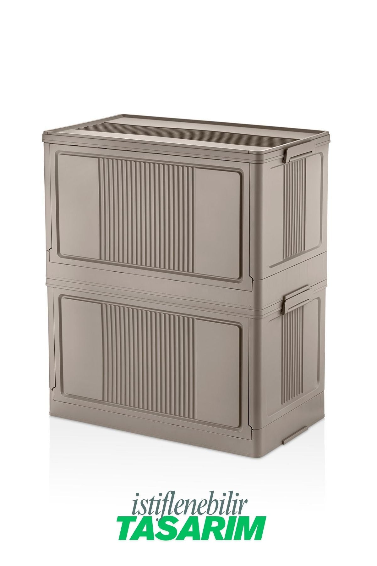 Çok Amaçlı Modüler Kasa, İstiflenebilir Organizer Düzenleyici 55 lt, 54 x 31,7 x 31,7 cm, Toprak