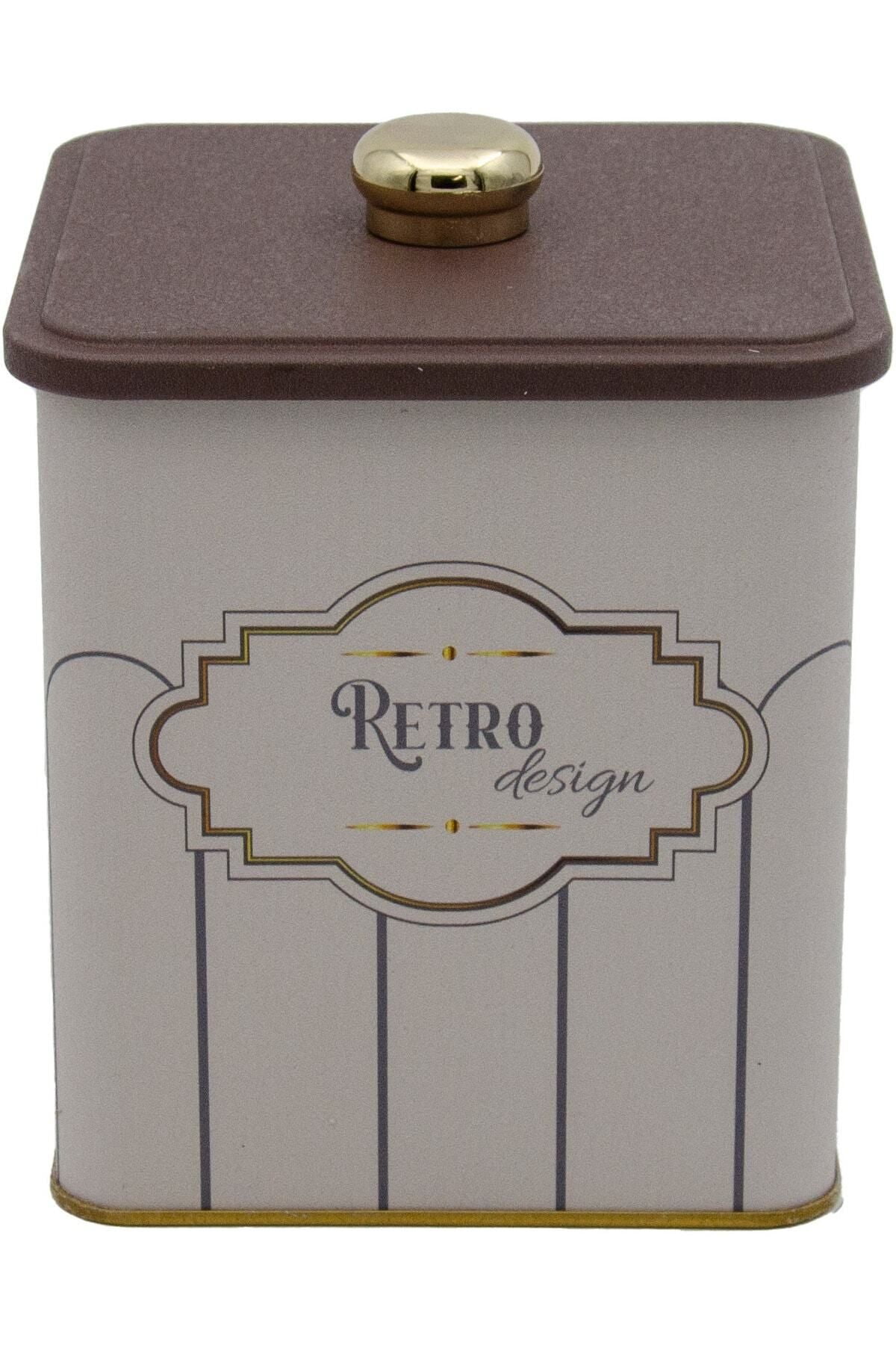 Er023-u6 Retro Desenli Kare Metal Saklama Kabı 12x12 Cm
