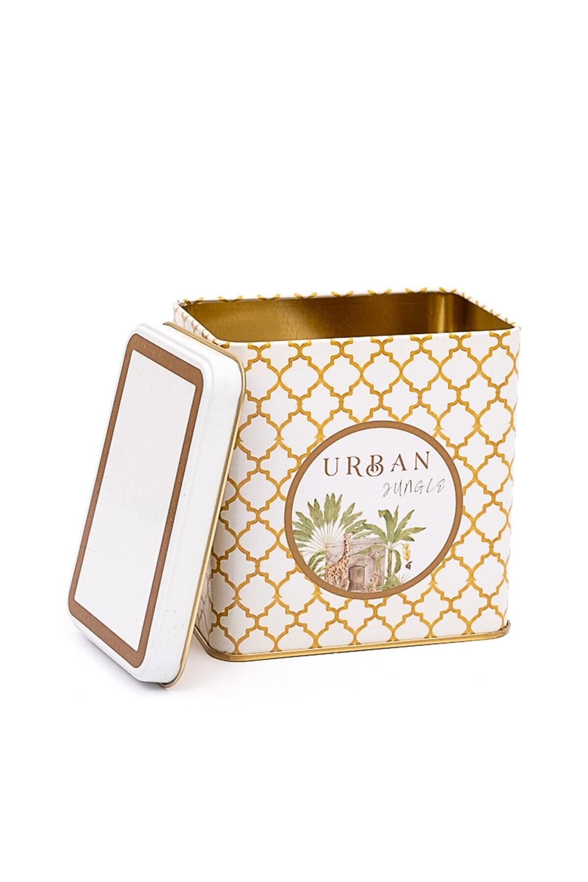 Er205-7ı Forrest Yellow Urban Desenli Kare Metal Saklama Kabı 8 X 12 Cm