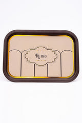 Retro Desenli Metal Tepsi - Çay Kahve Tepsisi - Sunum Tepsisi 28 Cm X 40 Cm Ee164-u6