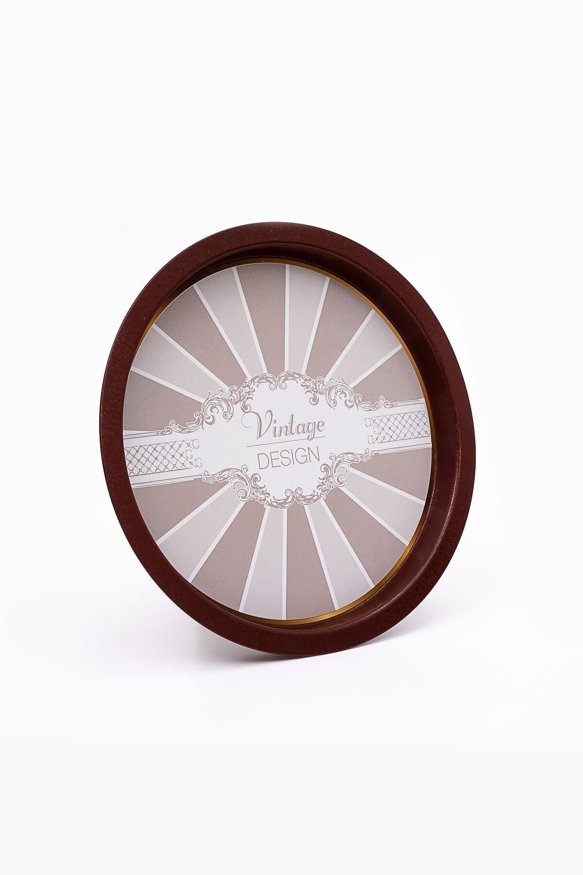 Ee197-8b Elegance Burgundy Desenli Yuvarlak Tepsi 32 Cm