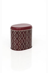 Ef004-e1 Trellis Old Burgundy Desenli Oval Metal Saklama Kabı 11x15 Cm