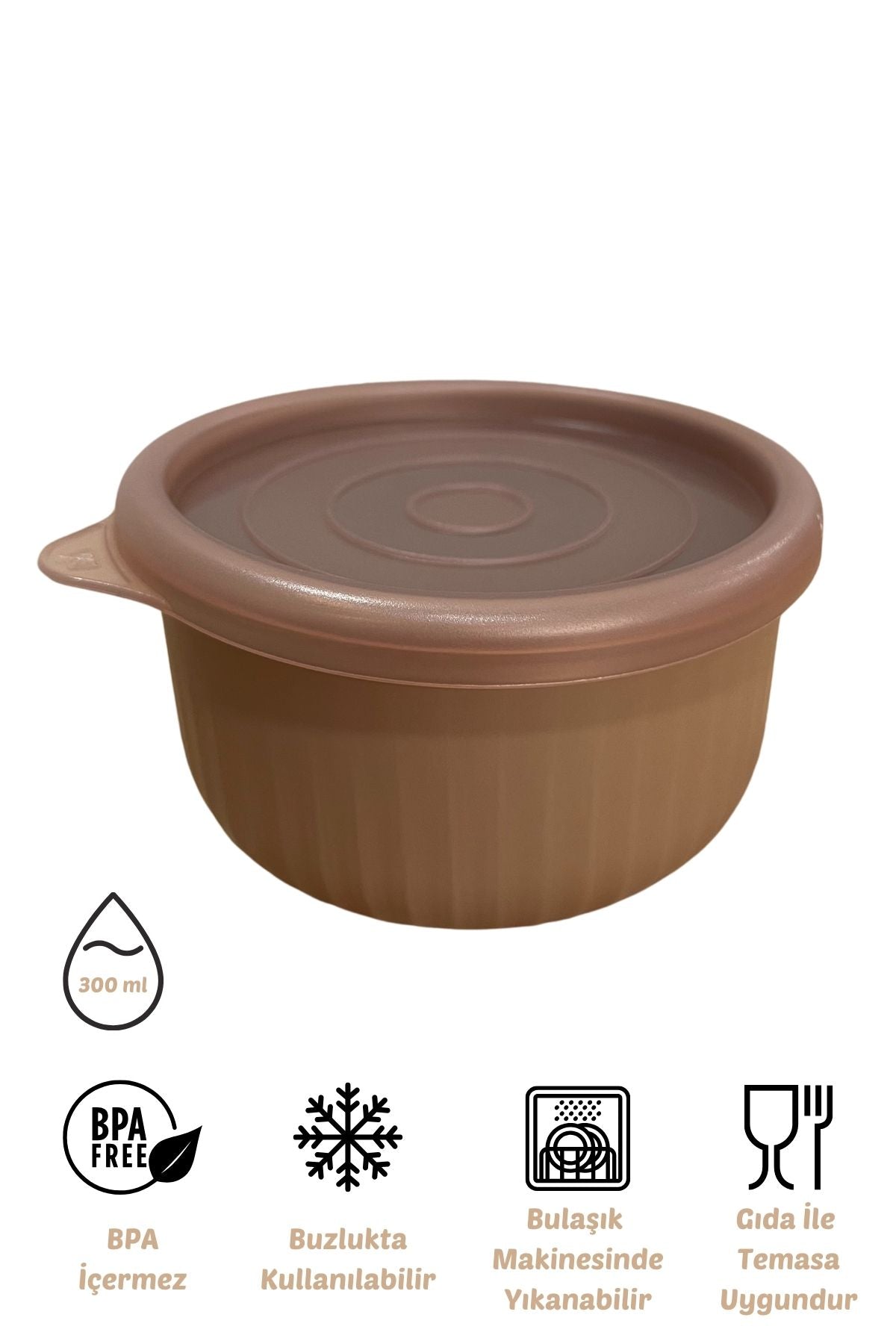 x VipAhmet Vakumlu Saklama Kabı, 0,30 lt, Toprak