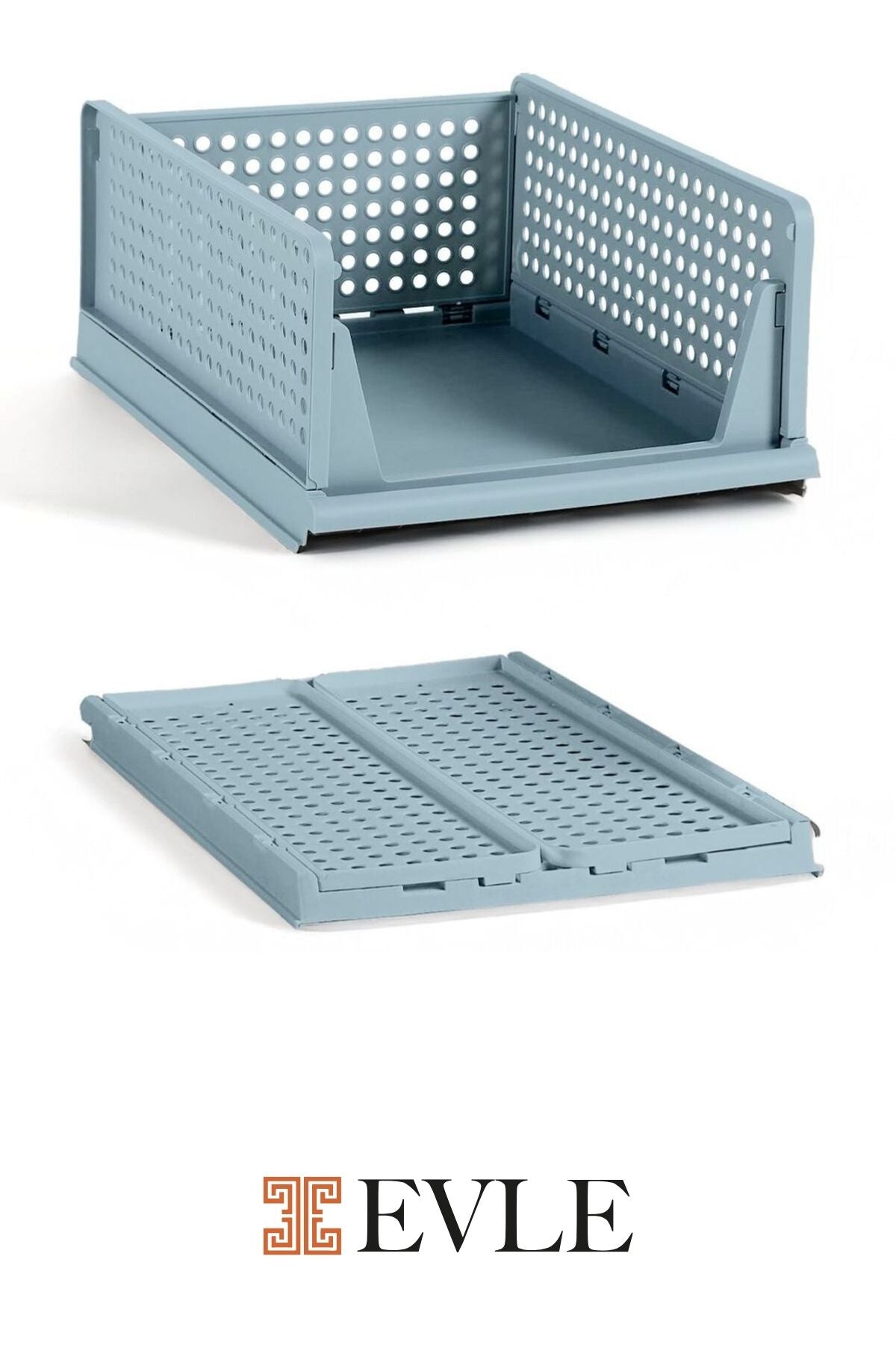 3'lü Mavi Modüler Raf Seti – Kayar Mekanizmalı Dolap İçi Düzenleyici, Mavi, 33,5 x 43 x 55.5 cm