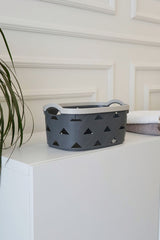 Deri Desenli Saklama ve Düzenleme Sepet Takımı (4'lü), Gri