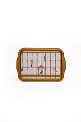 Bird Cage Desenli Metal Tepsi - Çay Kahve Tepsisi - Sunum Tepsisi 21 Cm X 31 Cm Ee162-t7