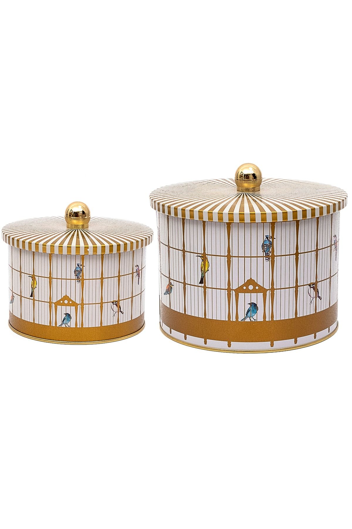 Bird Cage Desenli Metal Saklama Kabı Seti - 2'li Set (1,3 Lt - 2,9 Lt) ERB53T7