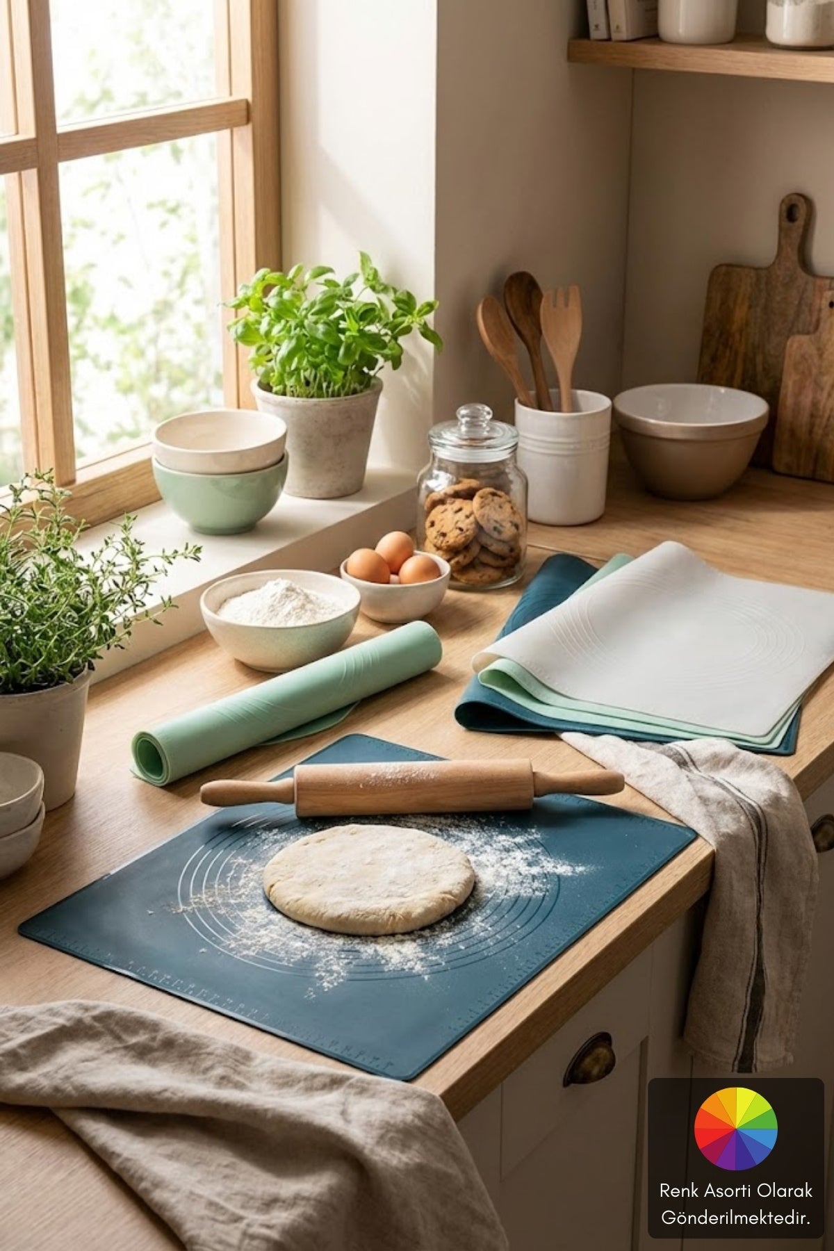 Ölçülü Hamur Açma Matı , Platinium Silikon, 42x35 cm