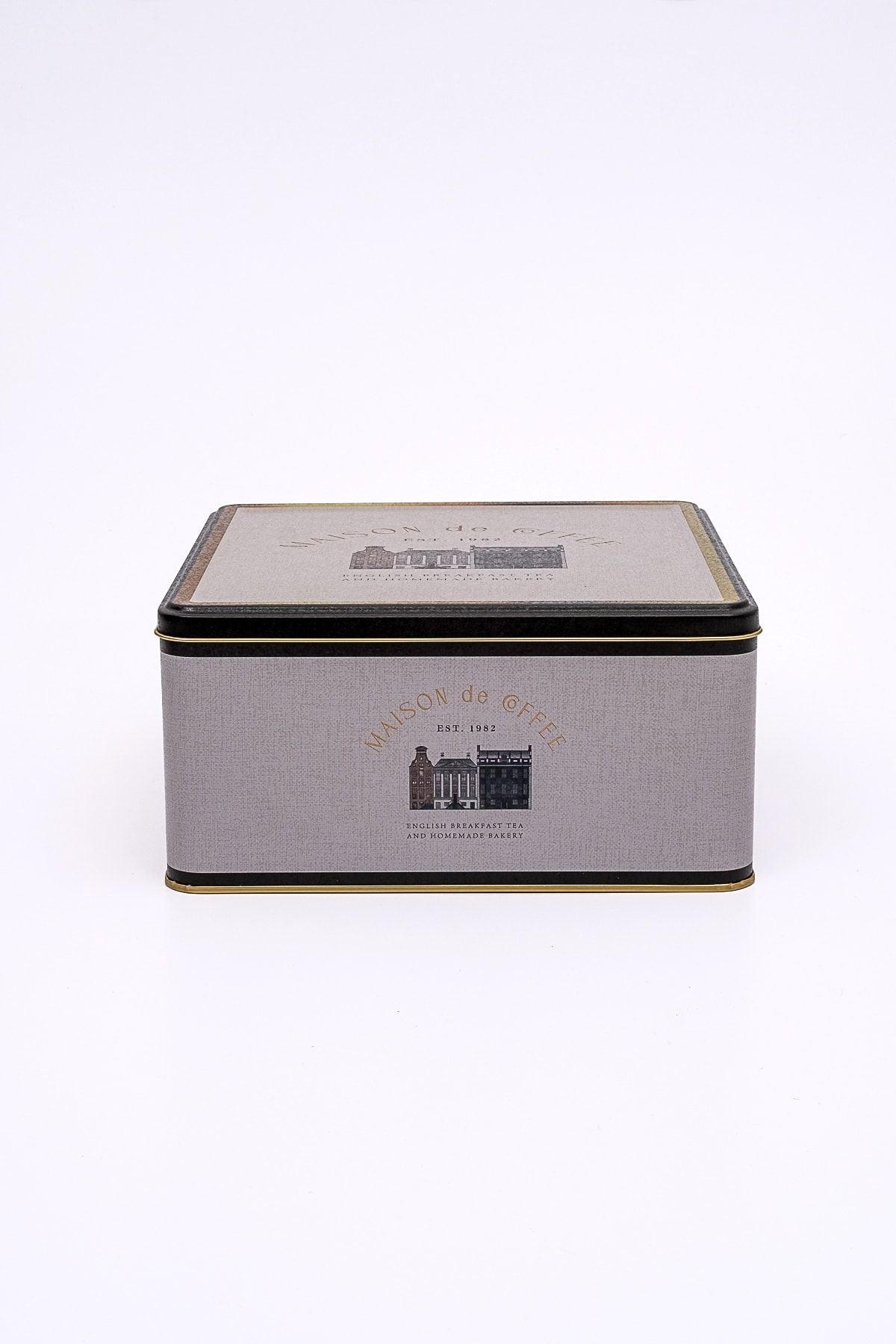 Er029-7f Azura Coffee Desenli Kare Metal Saklama Kabı 24x24 Cm