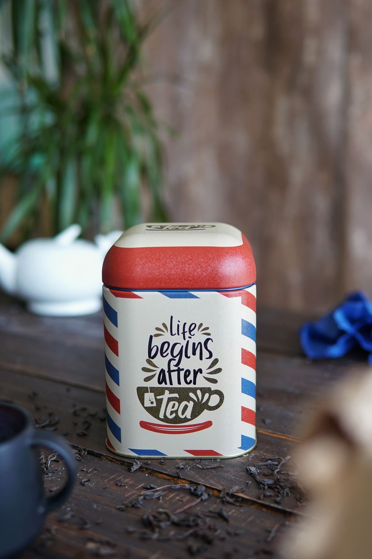 Kare Metal Saklama Kabı, 10.8 x 10.8 x 11.8 cm, 1.3 lt, Post Tea