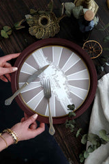 Ee197-8b Elegance Burgundy Desenli Yuvarlak Tepsi 32 Cm