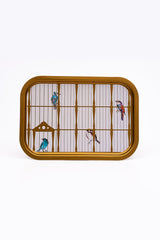 Bird Cage Desenli Metal Tepsi - Çay Kahve Tepsisi - Sunum Tepsisi 28 Cm X 40 Cm Ee164-t7