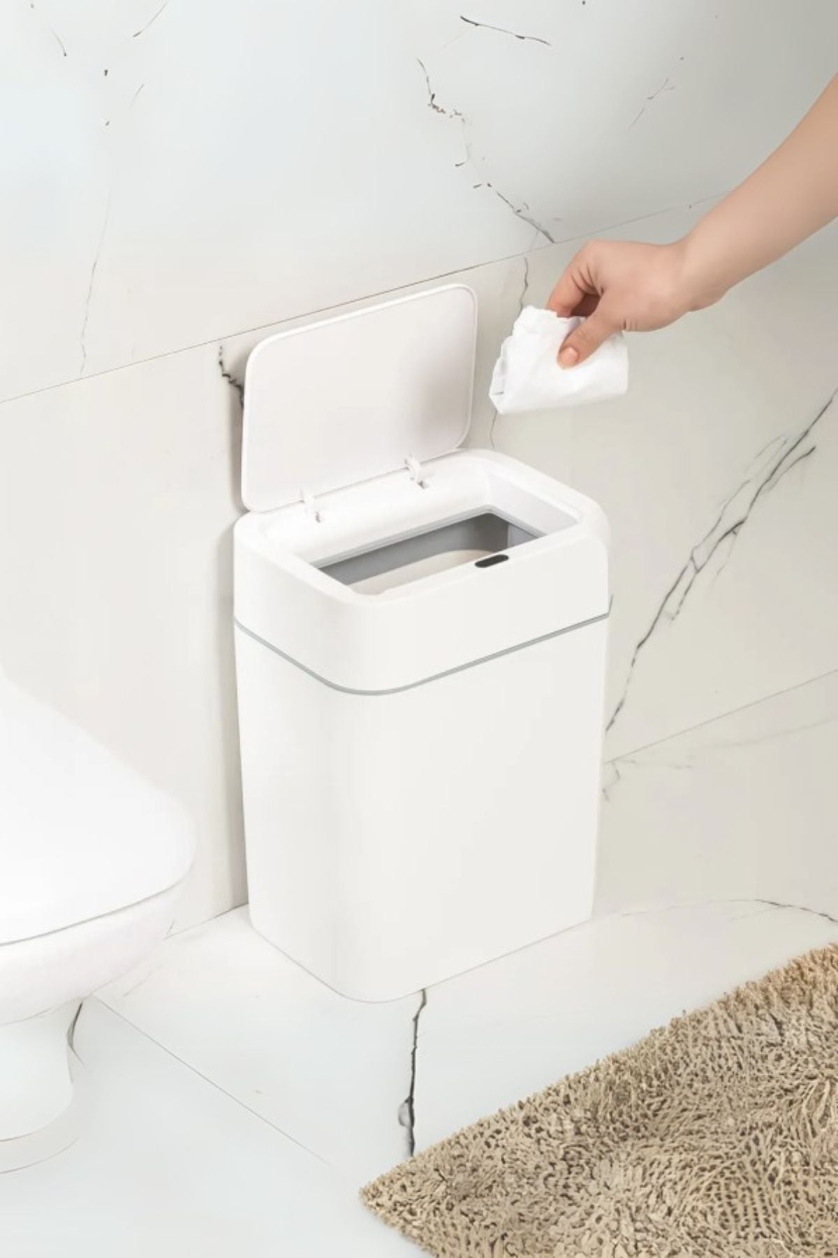Otomatik Kapak Açan Sensörlü Lüks Çöp Kovası 12 lt, 23,5 x 17,5 x 31,8 cm