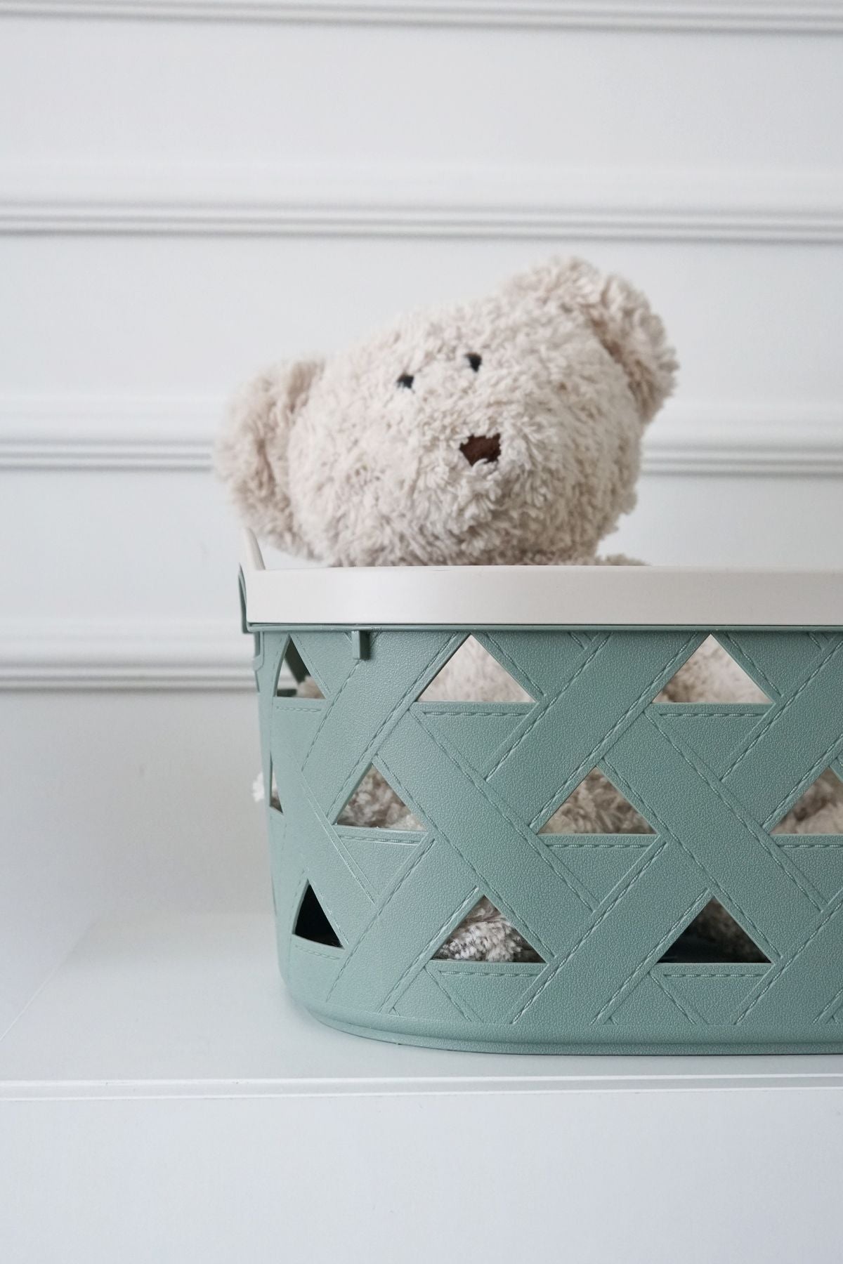 Deri Desenli Saklama ve Düzenleme Sepet Takımı (4'lü), Yeşil