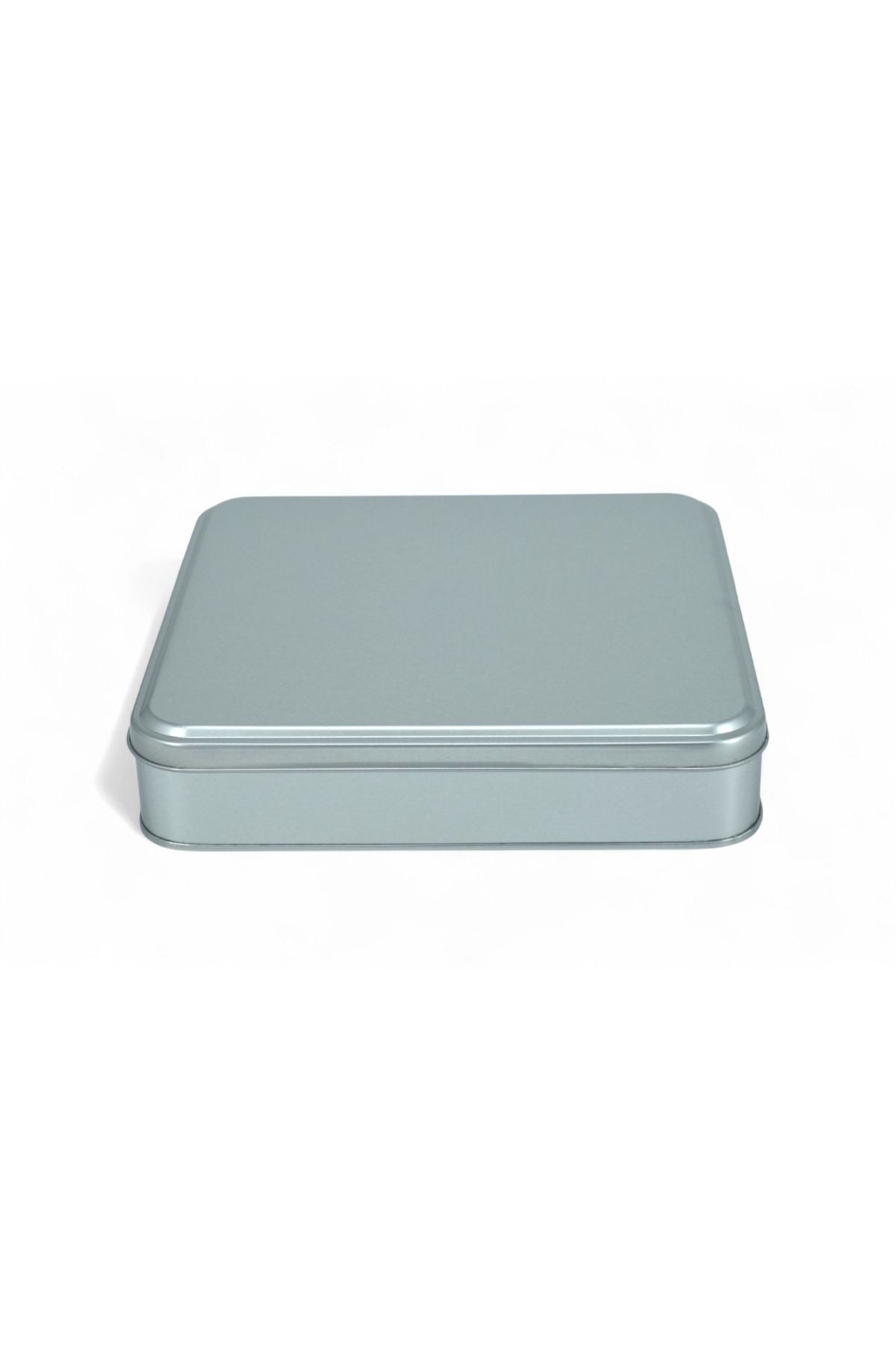 215x215x47 mm Metal Kapaklı Baskısız Metal Kutu, Mat Silver, 36 Adet