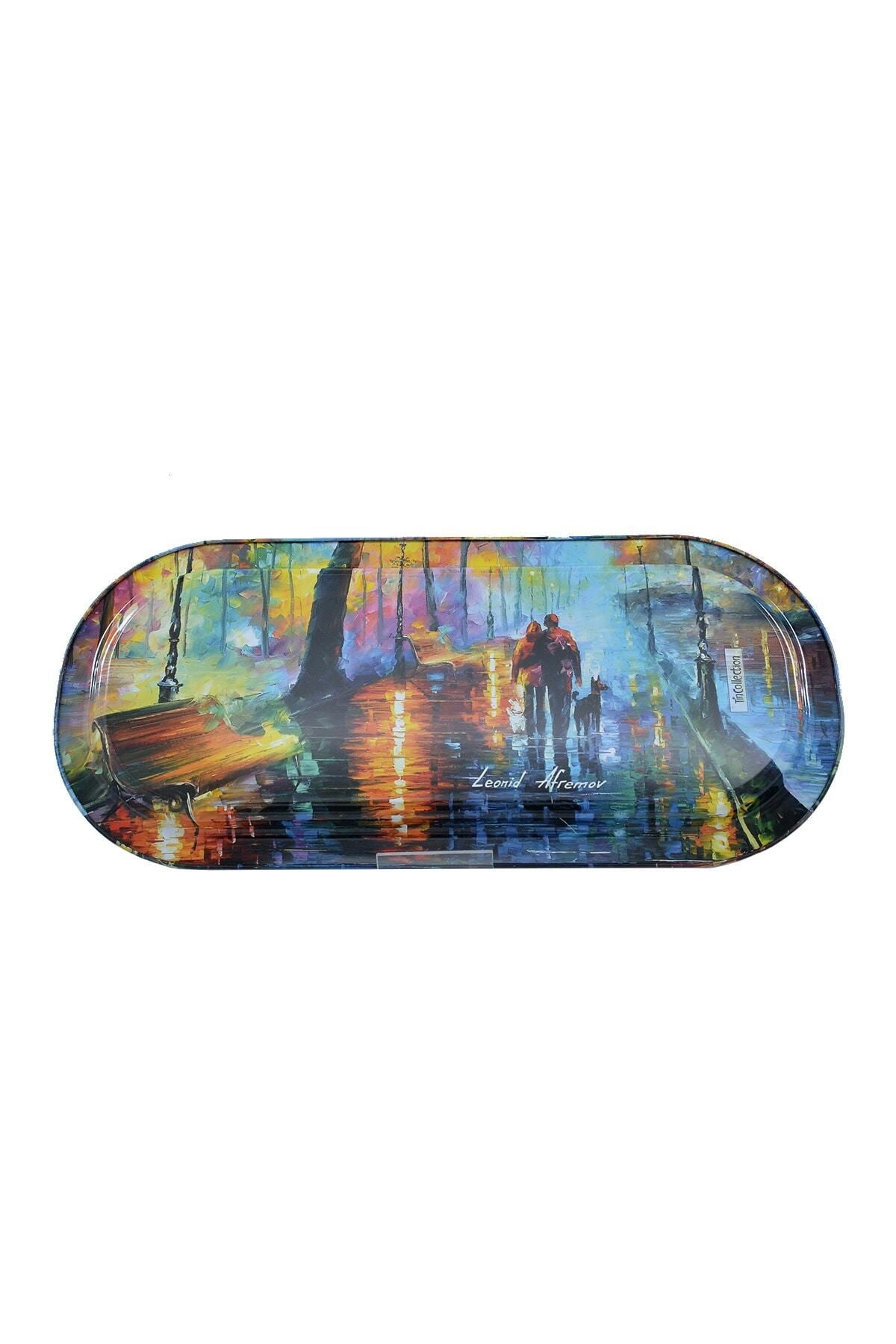 Ef168-04 Afremov Venice Desenli Oval Tepsi 16x35 Cm