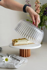 Fanuslu Kek Standı Ruffles Ayak, Beyaz Mermer, 25 cm