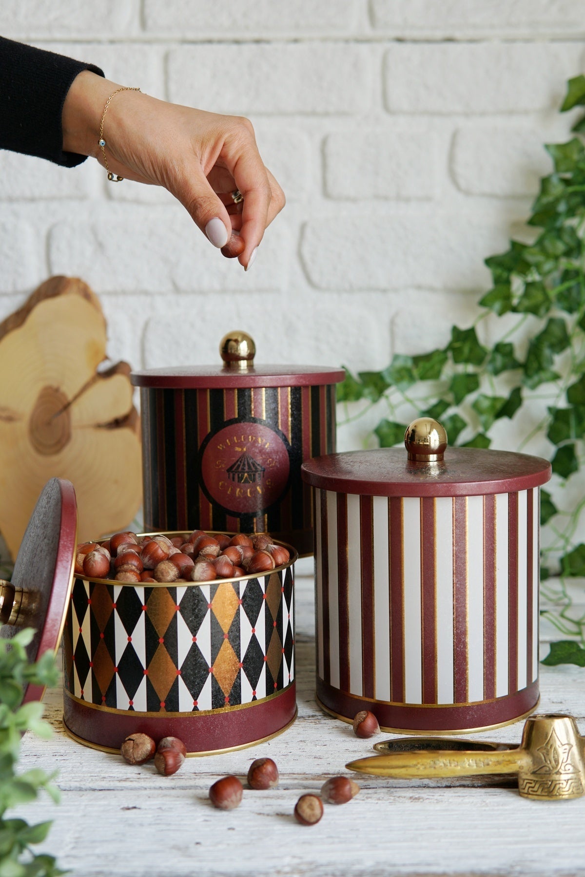 Yuvarlak Kutu Ø140, Topuz Kulp, 3 lü Set