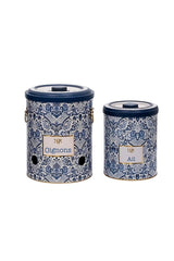 Metal Soğan ve Sarımsak Saklama Kabı 2’li Set, Metal Sebzelik 5 lt + 2.5 lt, Azulejos