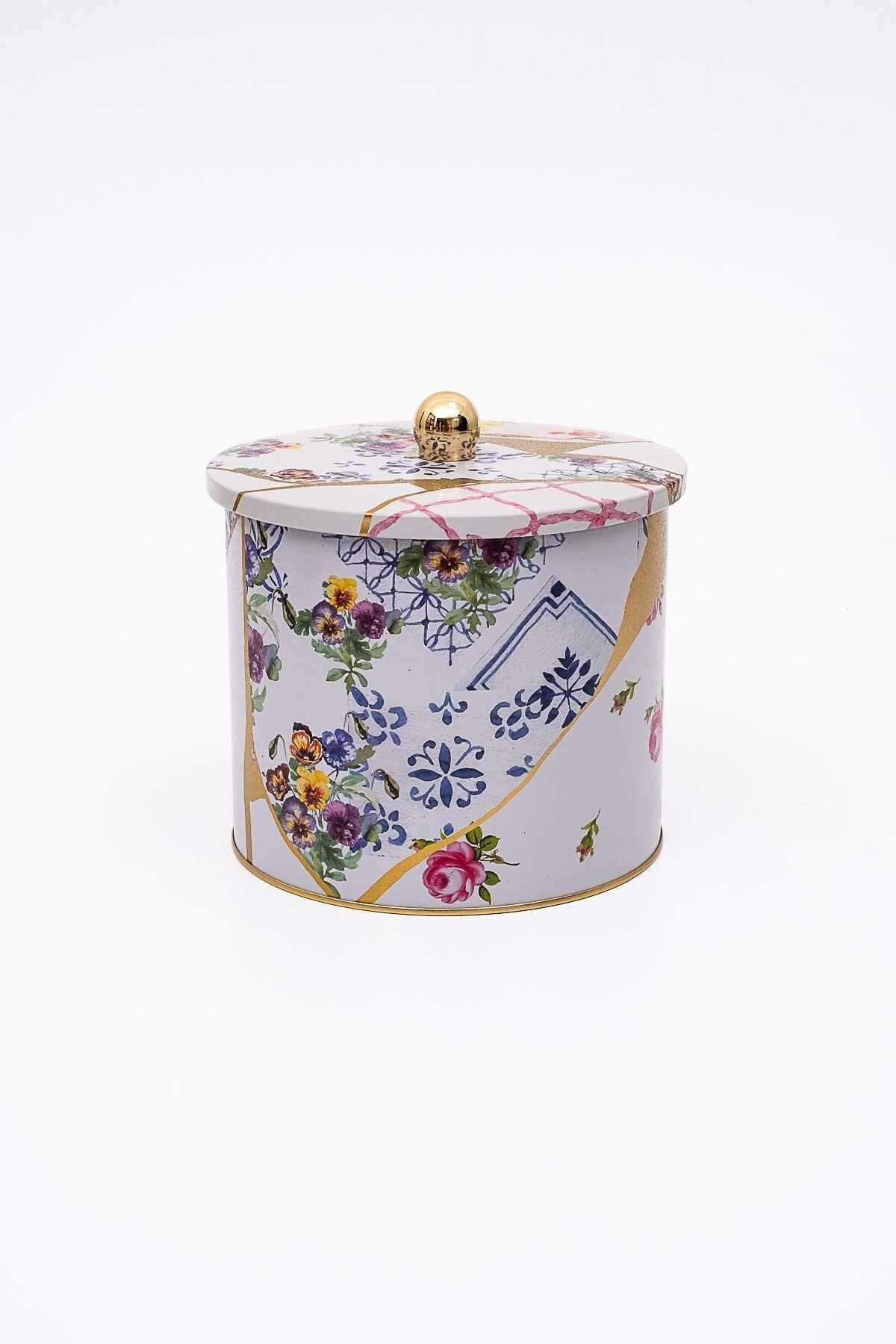 Kint Sugi Desenli Erzak Saklama Kabı - Metal Saklama Kabı 17,5 Cm X 15,5 Cm Er146-4i