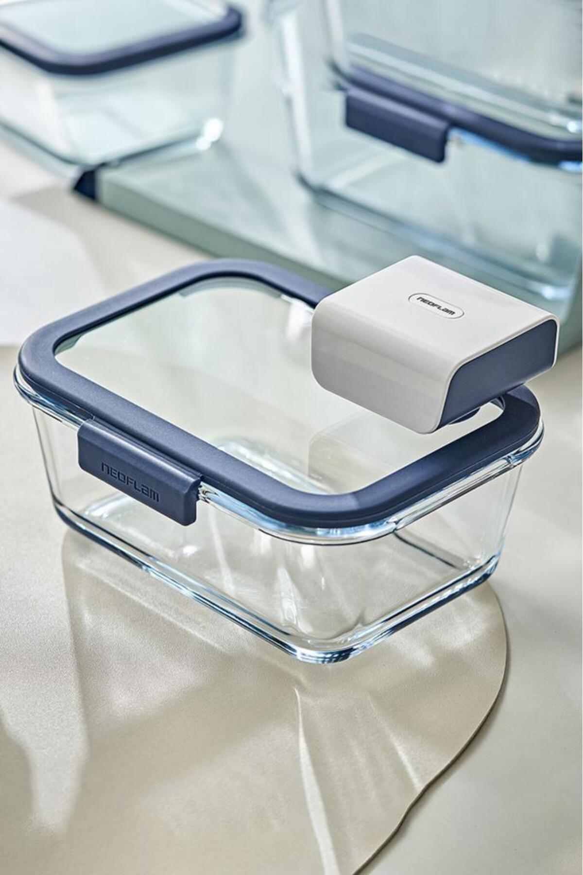 Fika Glace Vakumlu Cam Saklama Kabı Seti Mavi 5 Parça