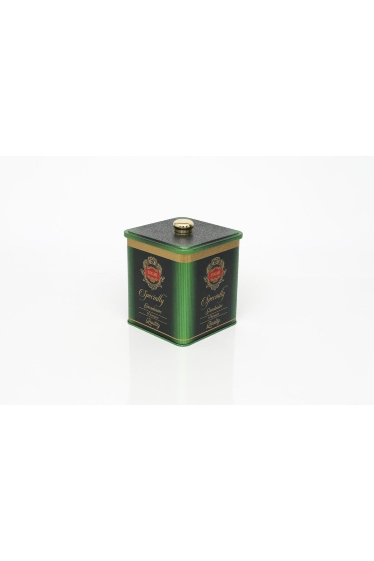 Ef023-81 Specialty Green Desenli Kare Metal Saklama Kabı 12x12 Cm