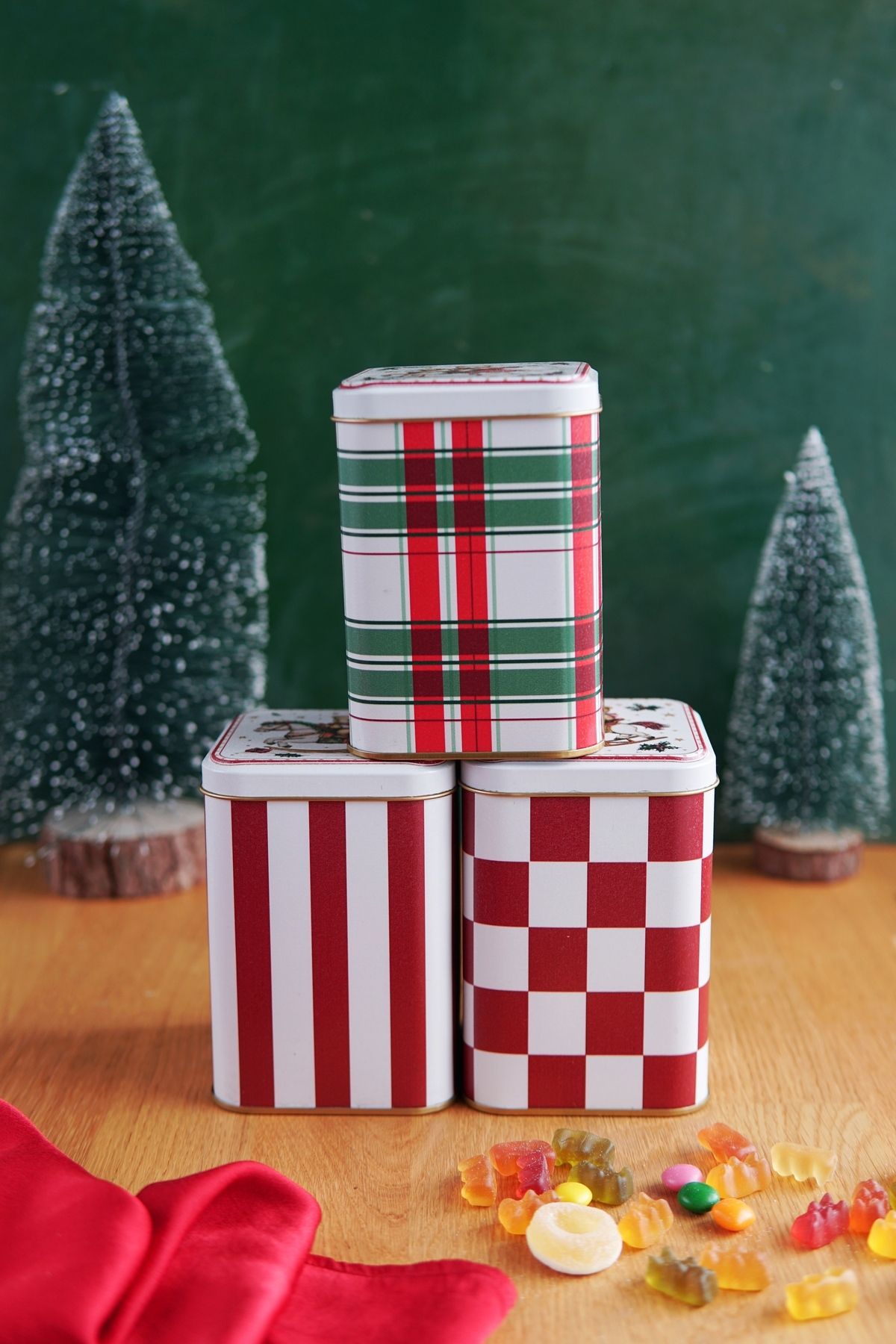 Kare Metal Saklama Kabı 8.7 x 8.7 X 12.5 cm, 3 Lü Set, Tedy