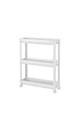 3 Katlı Tekerlekli Slim Raf Modüler Banyo Rafı, Mutfak Rafı