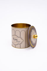 Retro Desenli Yuvarlak Metal Saklama Kabı, Erzak Saklama Kabı 14 Cm X 15 Cm Er143-u6