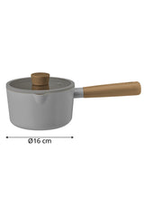 Fika Alüminyum Döküm Süt Tavası Cam Kapaklı Gri 16Cm