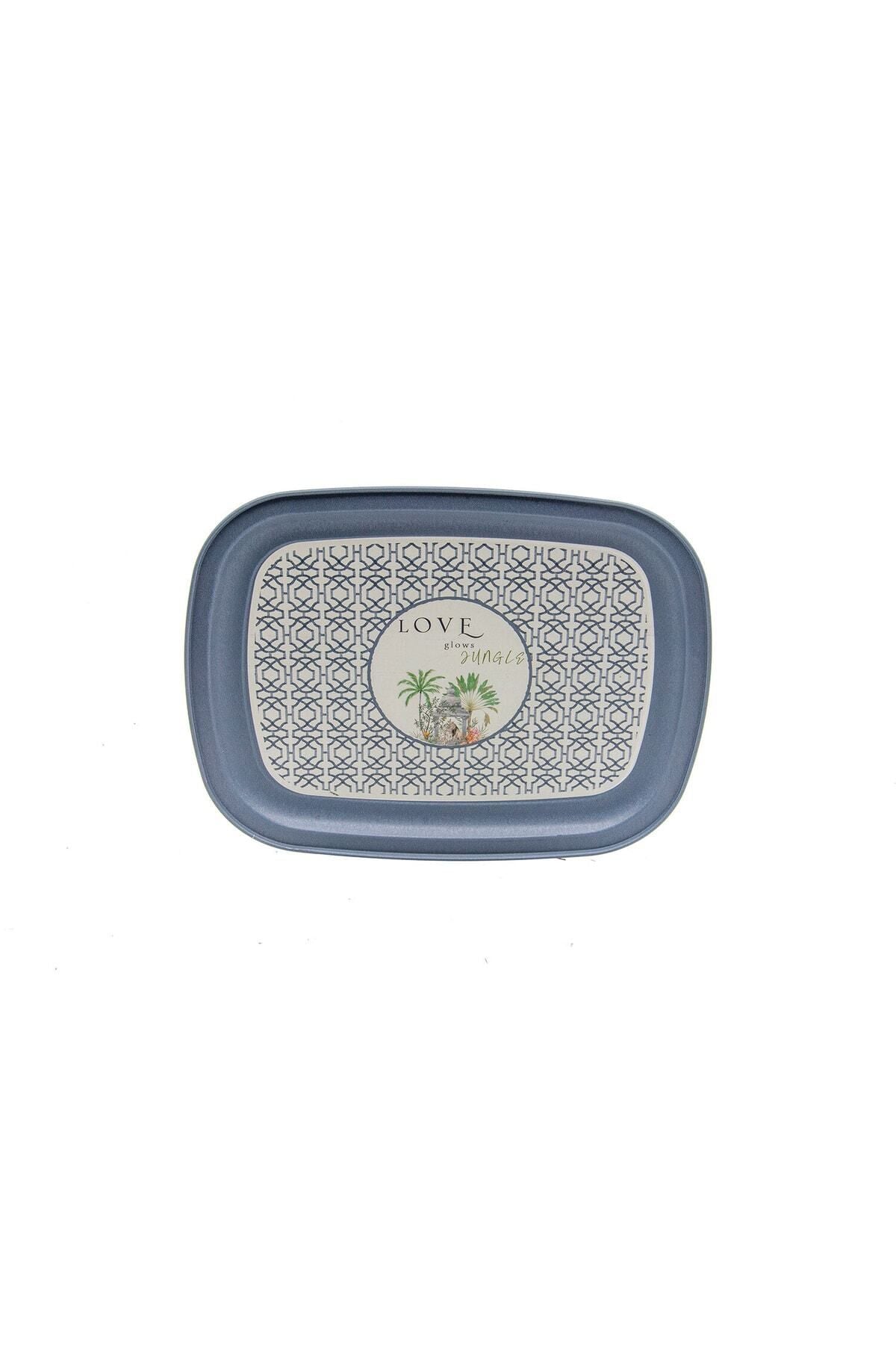 Ee171-6ı Forrest Grey Love Desenli Oval Tepsi 24x31 Cm