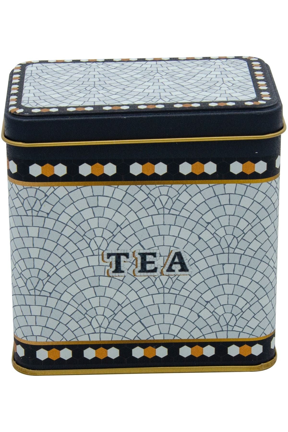 Er205-5d Mosaic Tea Desenli Kare Metal Saklama Kabı 8 X 12 Cm