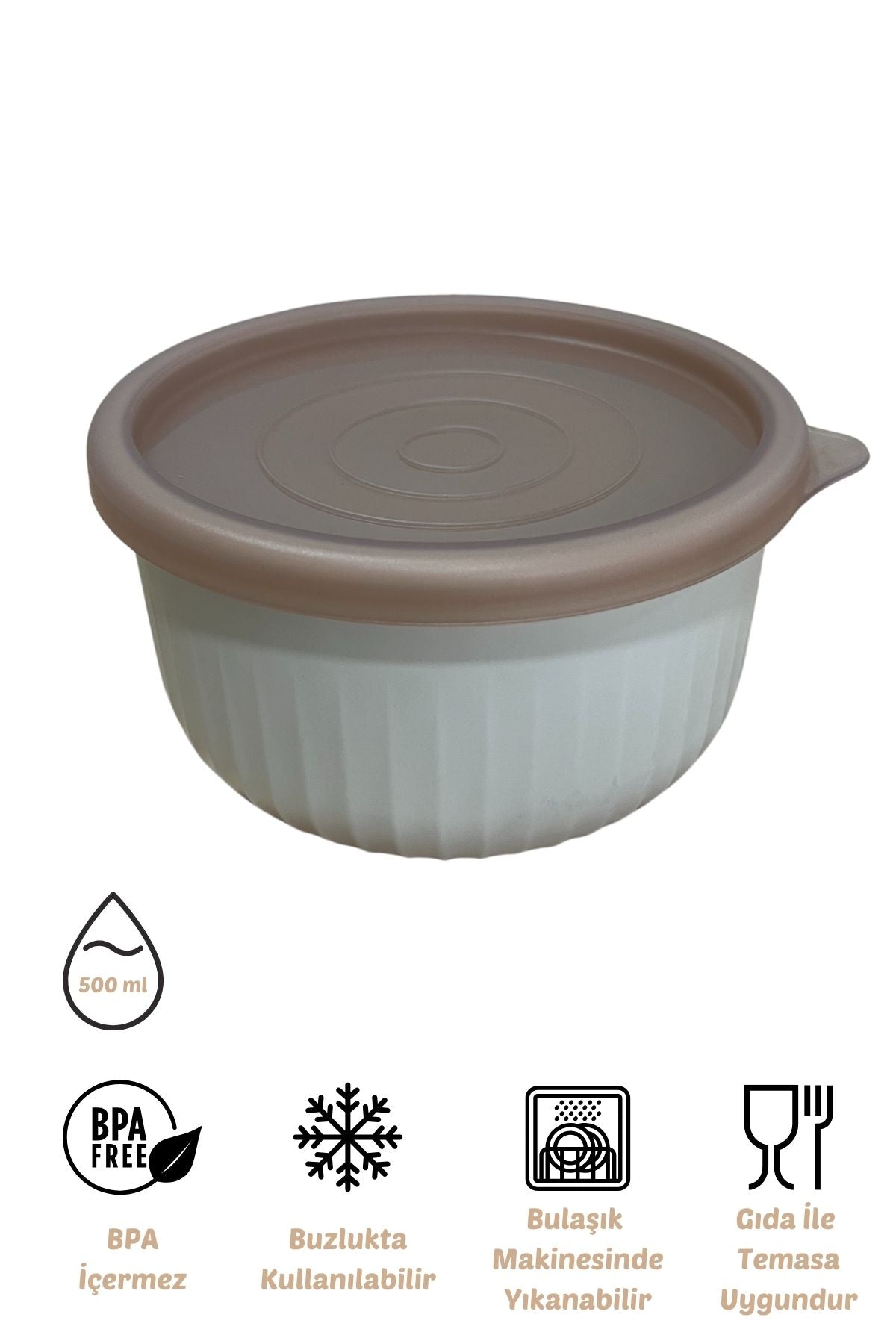 x VipAhmet Vakumlu Saklama Kabı, 0,50 lt, Kumsal