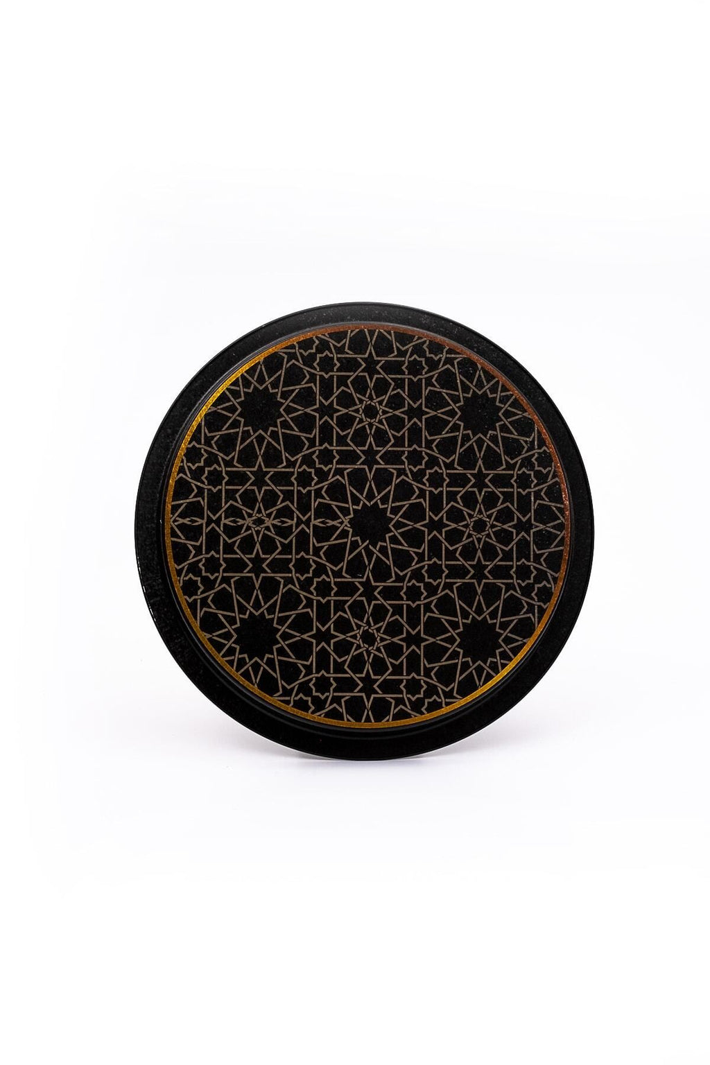 Trellis Desenli Yuvarlak Metal Tepsi - Çay Kahve Tepsisi - Sunum Tepsisi 37 Cm Ee163-v2