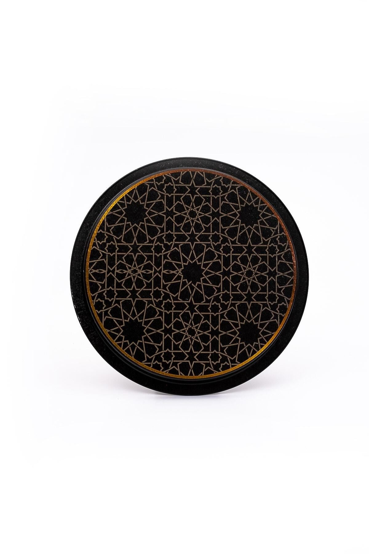Trellis Desenli Yuvarlak Metal Tepsi - Çay Kahve Tepsisi - Sunum Tepsisi 37 Cm Ee163-v2