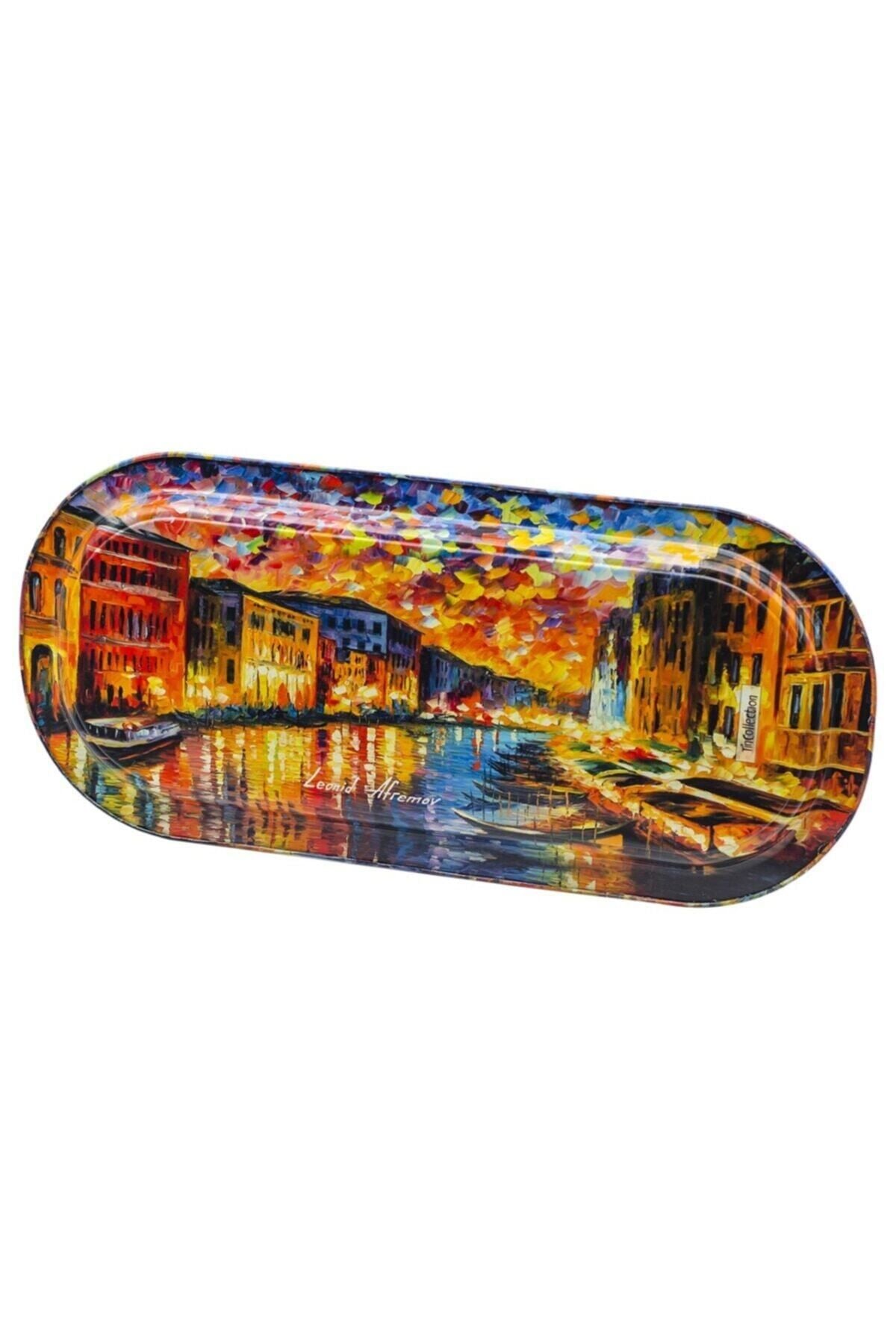 Ef168-03 Afremov River Desenli Oval Tepsi 16x35 Cm