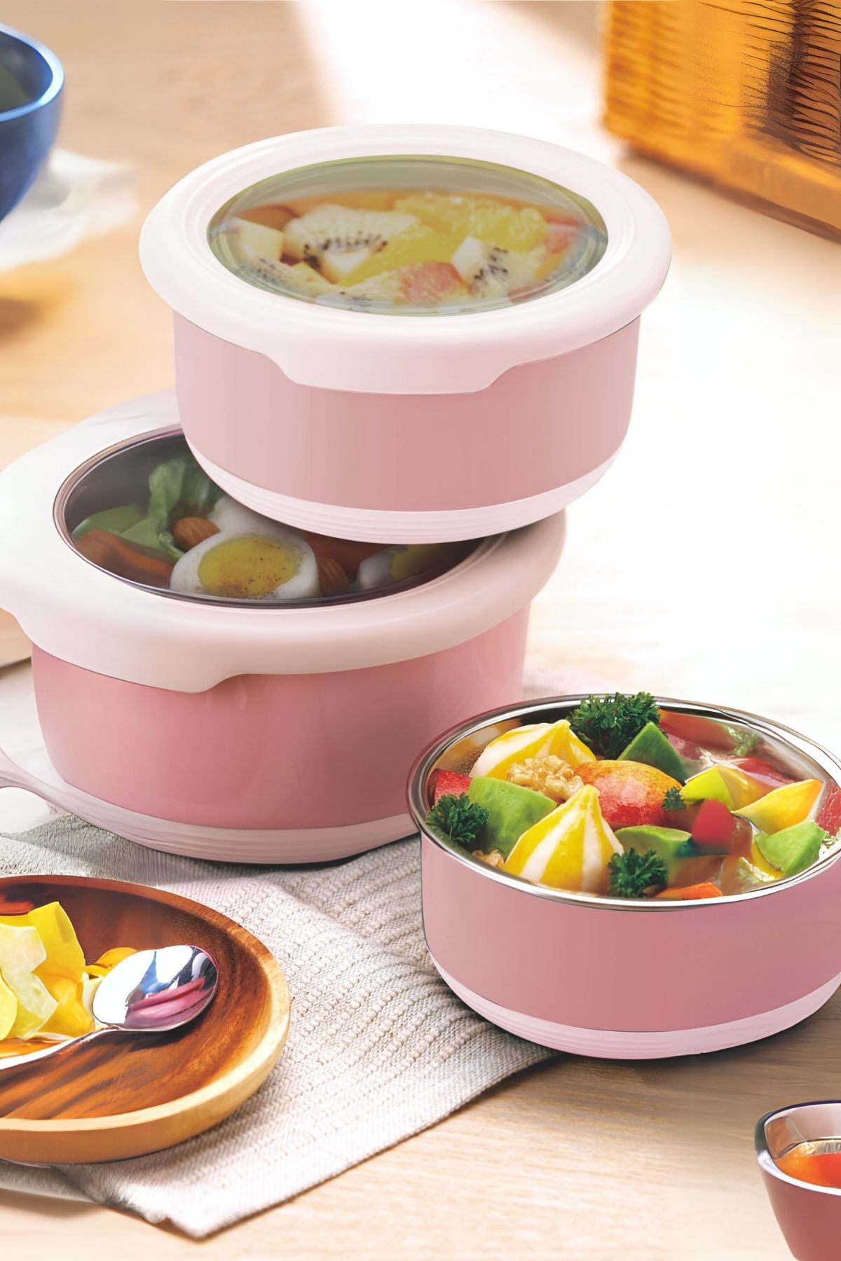 Yuvarlak Saklama Kabı 2000 Ml Pembe VP-937