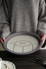 Ee197-u6 Retro Desenli Yuvarlak Tepsi 36 Cm