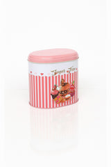 Ef004-e8 Sprinkles Sugar Time Desenli Oval Metal Saklama Kabı 11x15 Cm