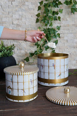 Bird Cage Desenli Metal Saklama Kabı Seti - 2'li Set (1,7 lt - 3,5 lt)