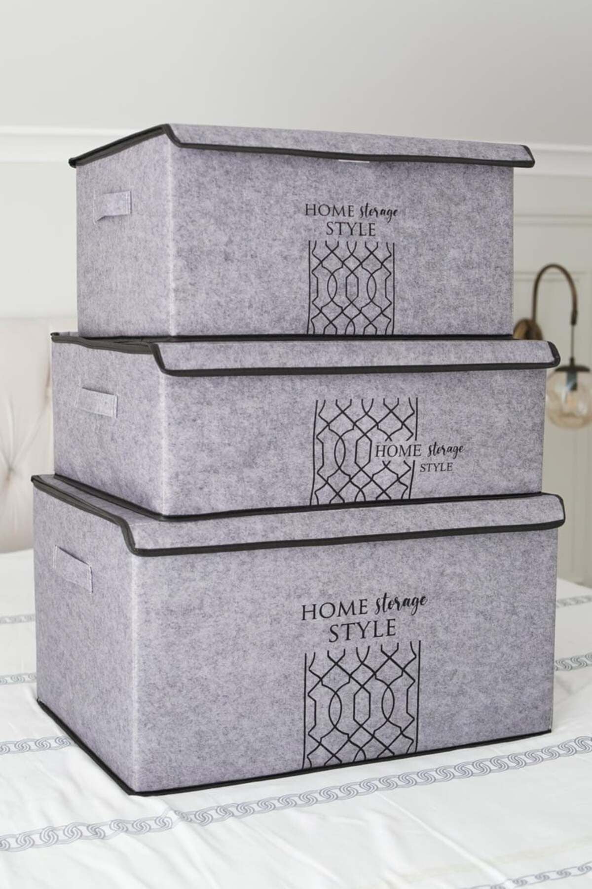 Mega Plus Gri Keçe Kapaklı Kutu, 57 x 41 x 31 cm