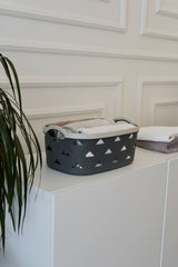 Deri Desenli Saklama ve Düzenleme Sepet Takımı (7’li), Gri