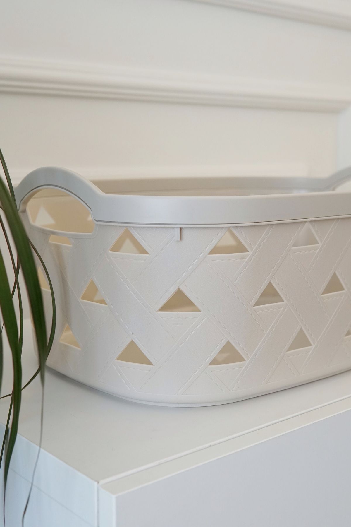 Deri Desenli Saklama ve Düzenleme Sepet Takımı (4'lü), Gri