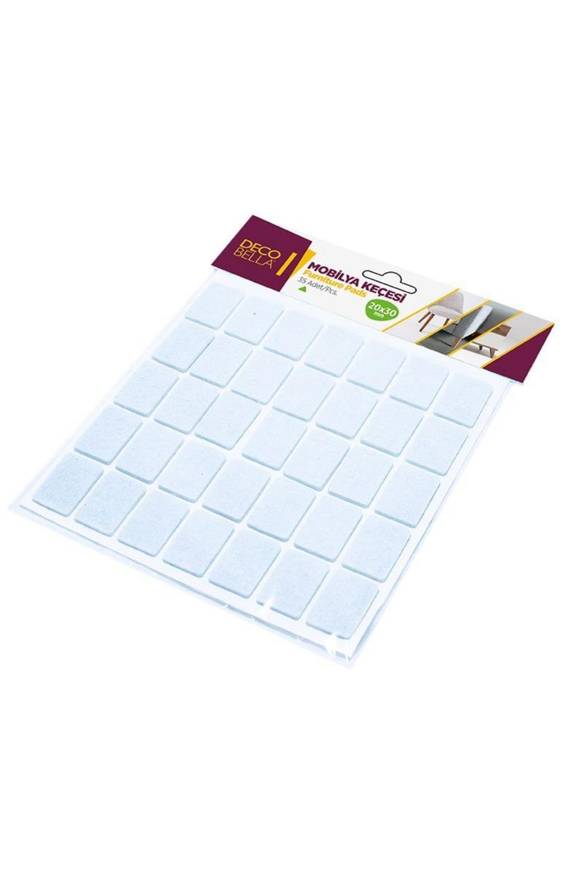 Evle 20 x 30 mm Dikdörtgen Keçe, Parke Çizilme Önleyici Keçe