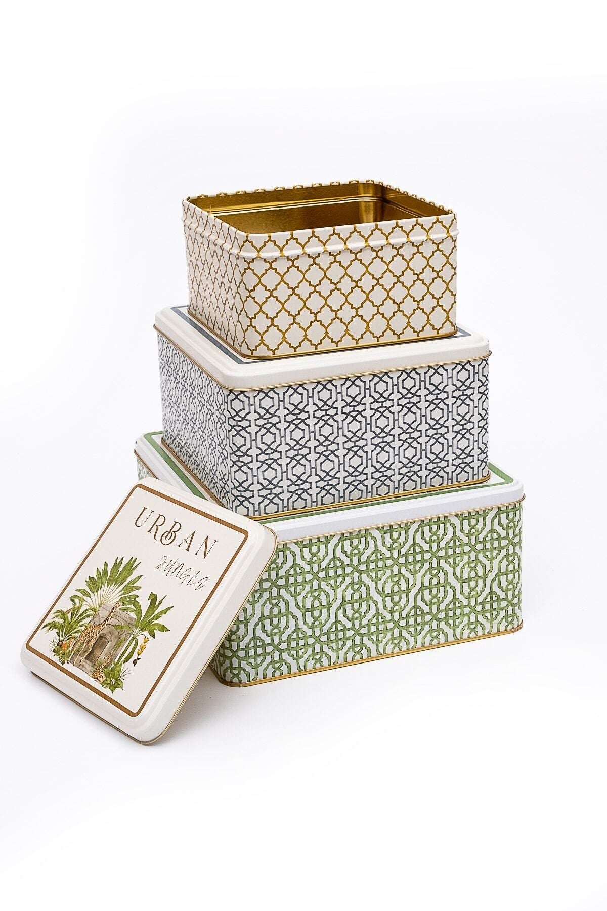 Forrest Desenli Metal Saklama Kabı, Organizer Kutu, Makyaj Organizeri Erb13u3