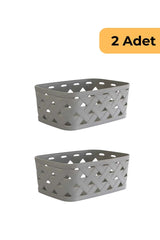 Decobella Deri Desenli Sepet, 2'li Set, Gri