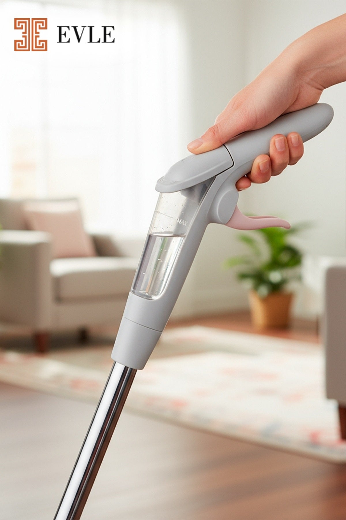 Lavine Mandallı Sprey Mop – Kompakt Gövdeli, Mikrofiber Bez Uyumlu (4XL Bez Destekli)