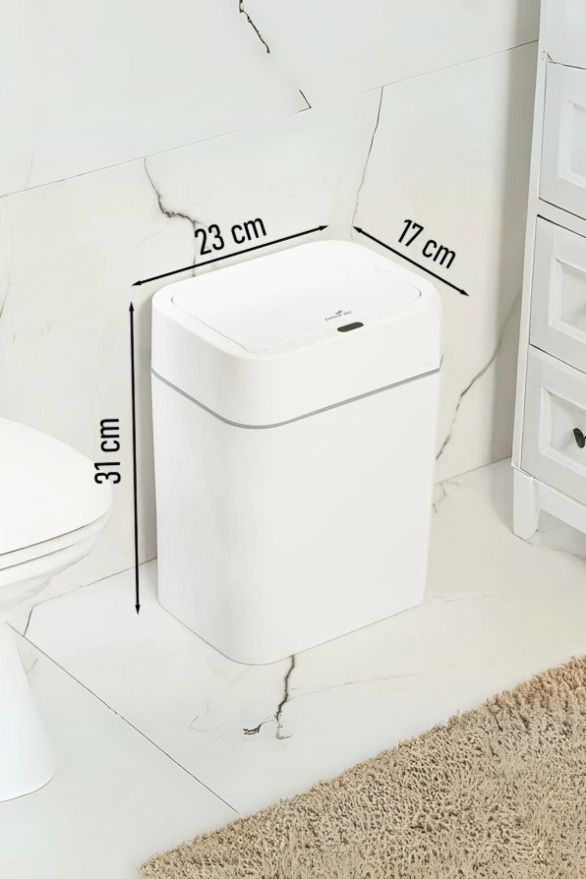Otomatik Kapak Açan Sensörlü Lüks Çöp Kovası 12 lt, 23,5 x 17,5 x 31,8 cm