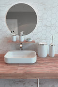 Primanova M-SAS04-01-P Lima Xl Krom Dekorlu Banyo Seti / Beyaz