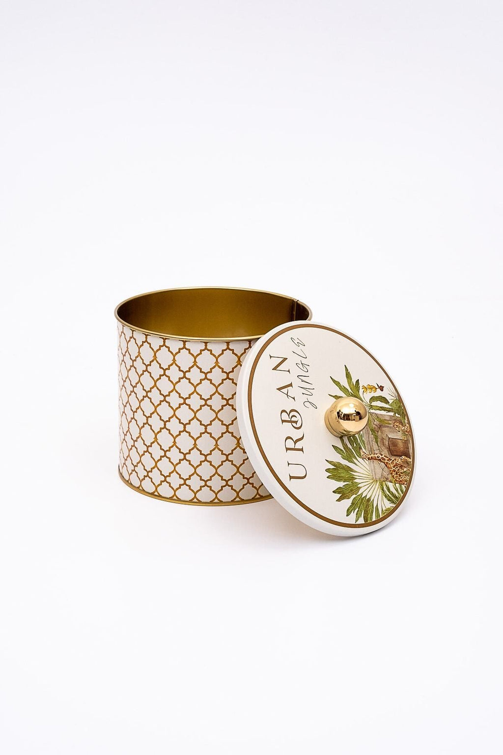 Forrest Desenli Yuvarlak Metal Saklama Kabı, Erzak Saklama Kabı - Organizer 14 Cm X 12,5 Cm Er142-3g